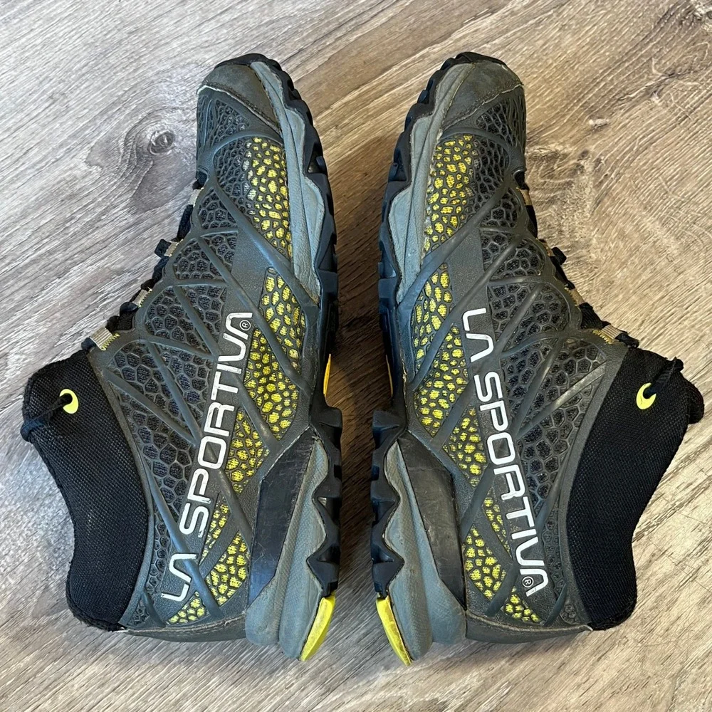 La Sportiva Synthesis Mid GTX Mens 9 Hiking Boot Grey Yellow Vibram Gore-Tex 14P